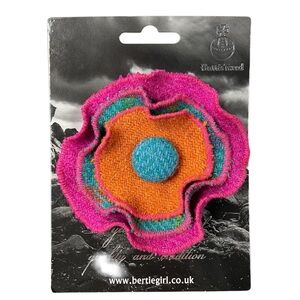 Harris Tweed Flower Brooch Pin Handmade in Scotland Wool Colorful Statement Boho